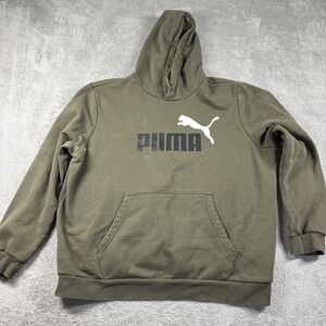 Puma Hoodie Men's Size XL Green Logo Pullover Sweatshirt Casual